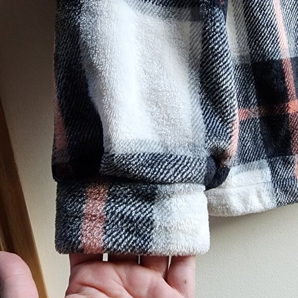 SHEIN Plaid Fleece Button Down Teddy Jacket Size Medium - Picture 8 of 16